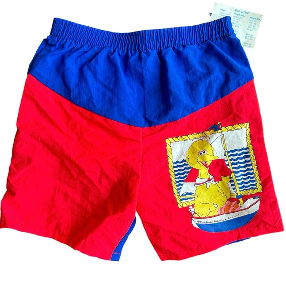 1970s Sesame Street Big Bird Swim Trunks Boys Size 5 Deadstock Vintage NWT New - Picture 1 of 8